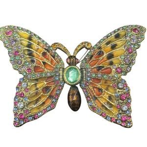 Fitz & Floyd Jeweled Butterfly Box-Ruby Enamel Trinket Box‎